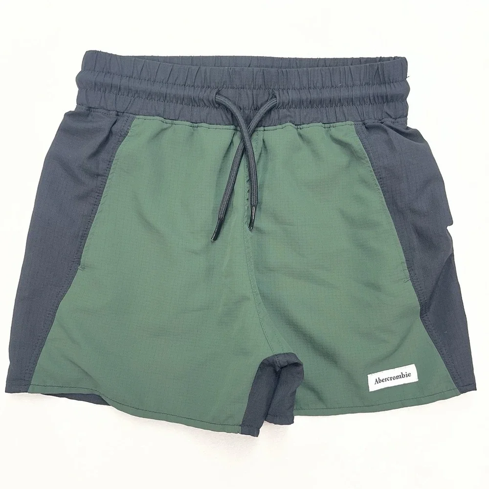 Abercrombie Kids Active Shorts Boys 5/6 Green Black Fitness Running Outdoors